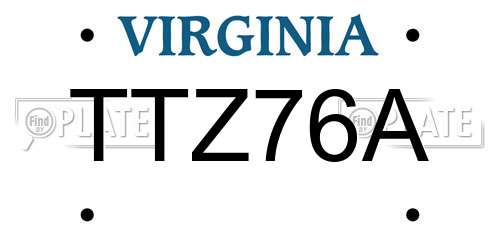 TTZ76A Virginia License Plate