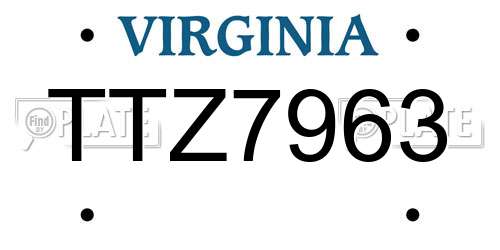 TTZ7963 Virginia License Plate