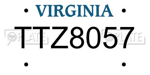 TTZ8057 Virginia License Plate