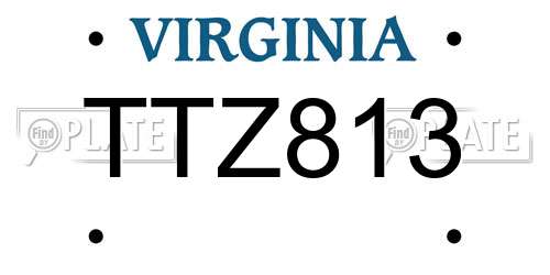 TTZ813 Virginia License Plate