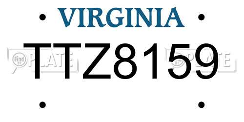 TTZ8159 Virginia License Plate