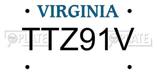 TTZ91V Virginia License Plate
