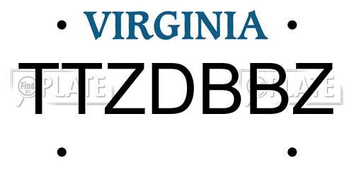 TTZDBBZ Virginia License Plate