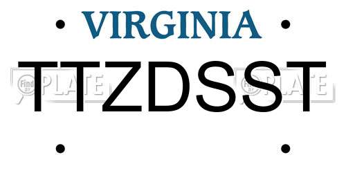 TTZDSST Virginia License Plate