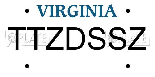 TTZDSSZ Virginia License Plate