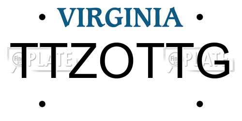 TTZOTTG Virginia License Plate