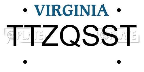 TTZQSST Virginia License Plate