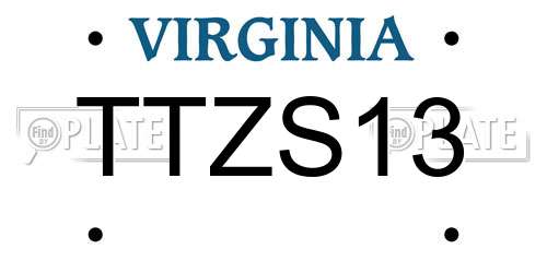 TTZS13 Virginia License Plate