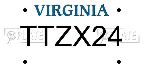 TTZX24 Virginia License Plate