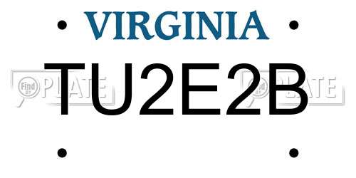 TU2E2B Virginia License Plate
