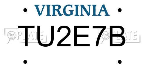 TU2E7B Virginia License Plate