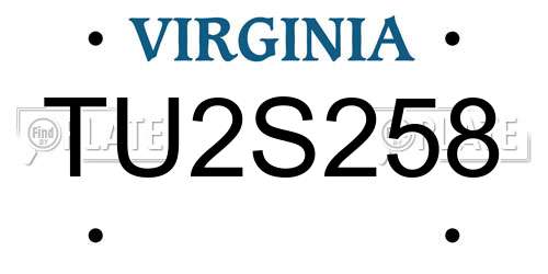 TU2S258 Virginia License Plate