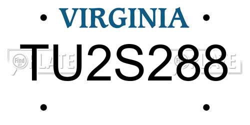 TU2S288 Virginia License Plate