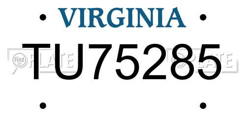 TU75285 Virginia License Plate