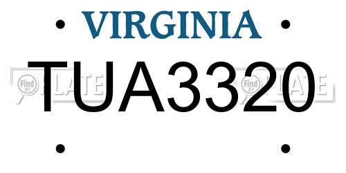 TUA3320 Virginia License Plate