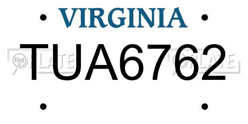 TUA6762 Virginia License Plate
