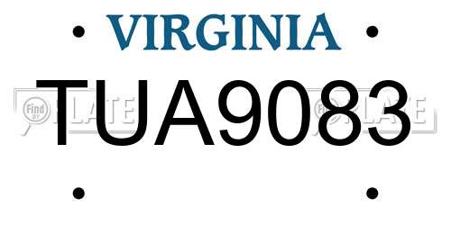 TUA9083 Virginia License Plate