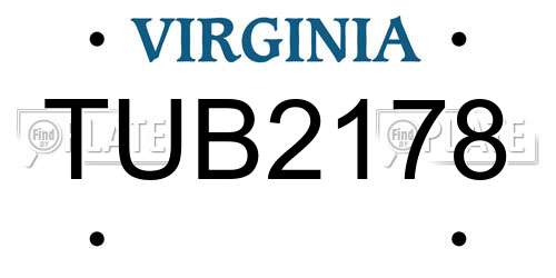 TUB2178 Virginia License Plate