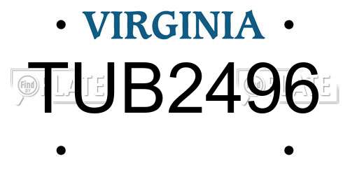 TUB2496 Virginia License Plate