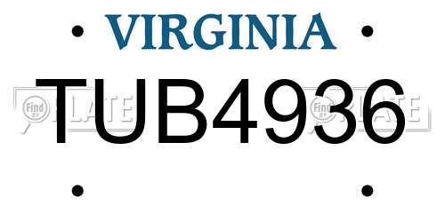 TUB4936 Virginia License Plate