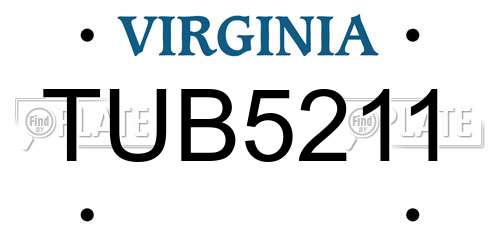 TUB5211 Virginia License Plate