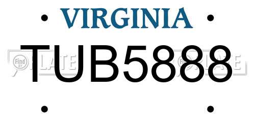 TUB5888 Virginia License Plate
