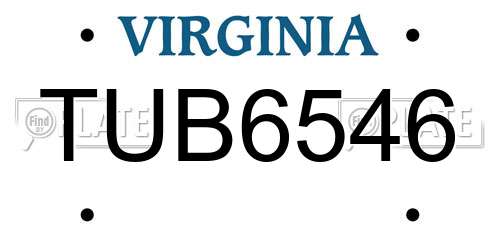 TUB6546 Virginia License Plate