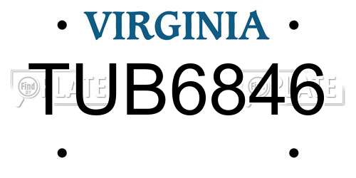 TUB6846 Virginia License Plate