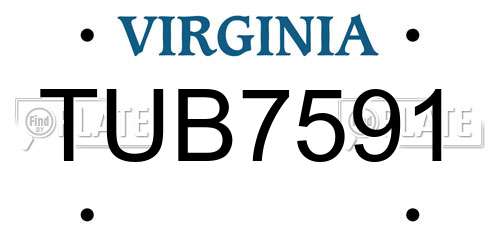 TUB7591 Virginia License Plate