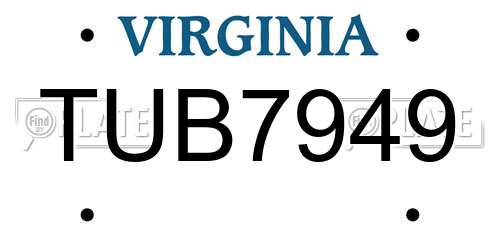 TUB7949 Virginia License Plate
