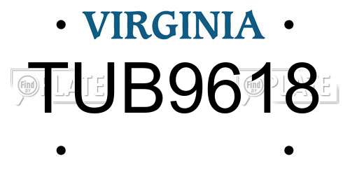 TUB9618 Virginia License Plate