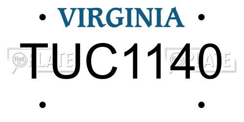 TUC1140 Virginia License Plate