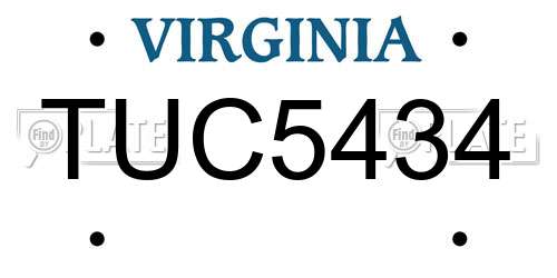 TUC5434 Virginia License Plate