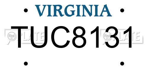 TUC8131 Virginia License Plate