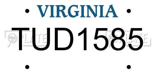 TUD1585 Virginia License Plate