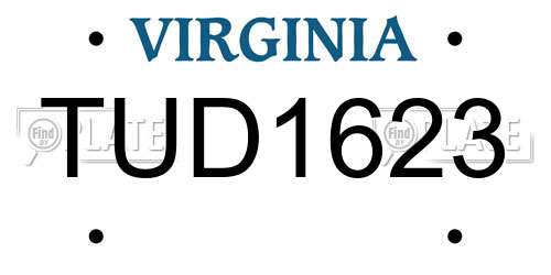 TUD1623 Virginia License Plate