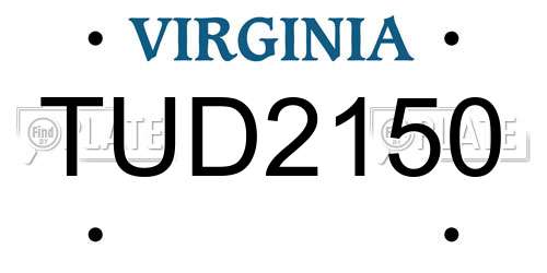 TUD2150 Virginia License Plate