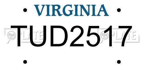 TUD2517 Virginia License Plate