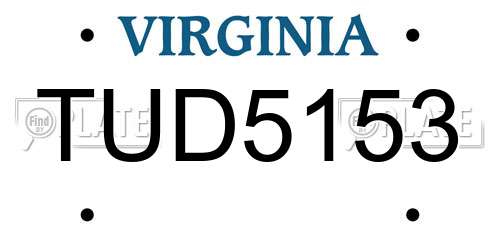 TUD5153 Virginia License Plate