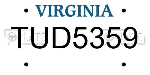TUD5359 Virginia License Plate