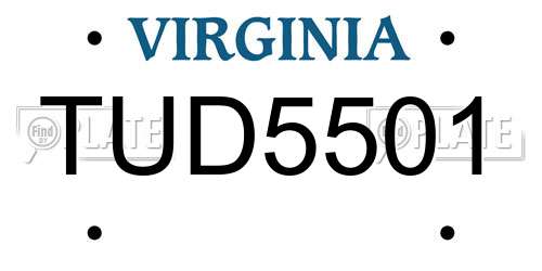 TUD5501 Virginia License Plate