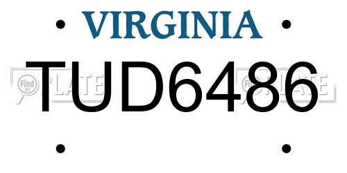 TUD6486 Virginia License Plate