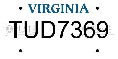 TUD7369 Virginia License Plate