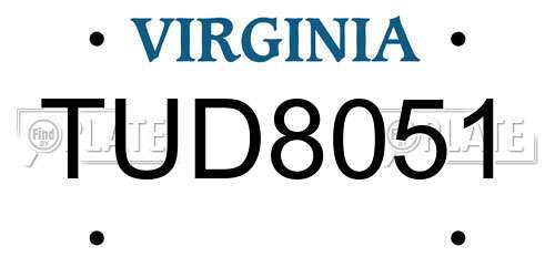 TUD8051 Virginia License Plate