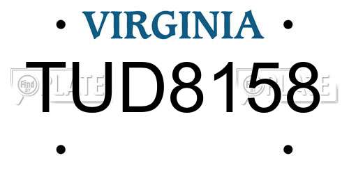 TUD8158 Virginia License Plate