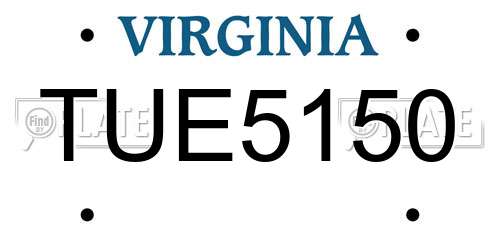 TUE5150 Virginia License Plate