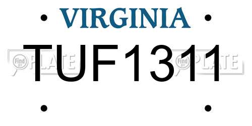 TUF1311 Virginia License Plate