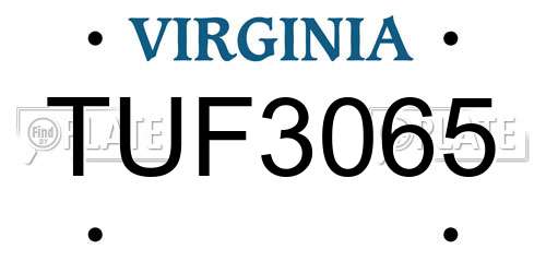 TUF3065 Virginia License Plate