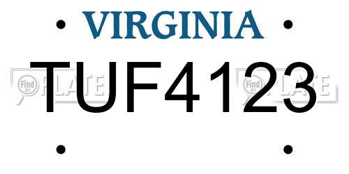 TUF4123 Virginia License Plate