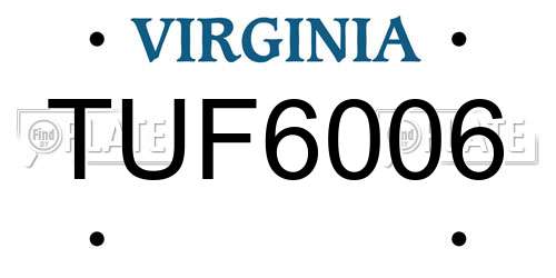 TUF6006 Virginia License Plate